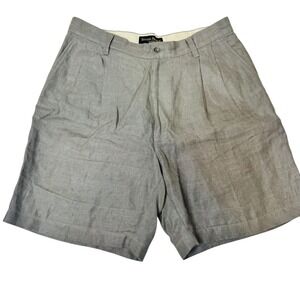 Banana Republic Classic Mens Pleated 100% Linen Shorts Gray Size 33 Excellent